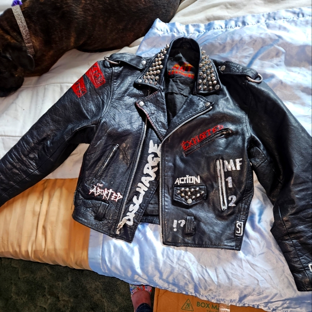 CUSTOMIZED BLACK STUDDED LEATHER WOMENS "HOT LEATHER" MOTORCYCLE JACKET